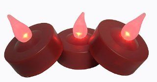 Of 3 LED Battery Operated Red Tea Light Candles #ES60 166  