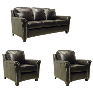 Lancaster Dark Brown Italian Leather Sofa/ Chairs Set Compare $7,099