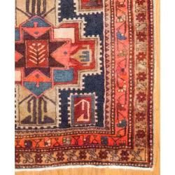Persian Hand knotted Hamadan Navy/ Coral Wool Rug (310 x 107