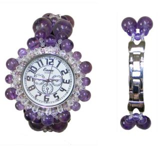 Womens Stainless Steel Violet Dew Amethyst Watch (China