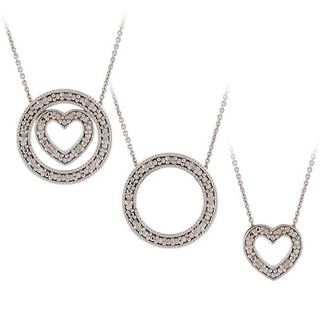 DB Designs Silver 1/8ct Diamond 3 in 1 Circle Heart Necklace