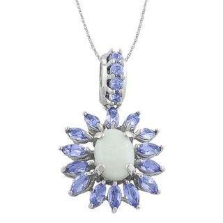 10k White Gold Opal and Tanzanite Necklace