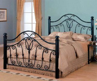 Queen Size Metal Bed Headboard and Footboard in Black