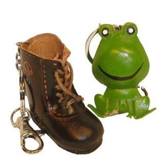 pair of Bag Charms/Key Chain, A Green Big Head Sitting Frog and A