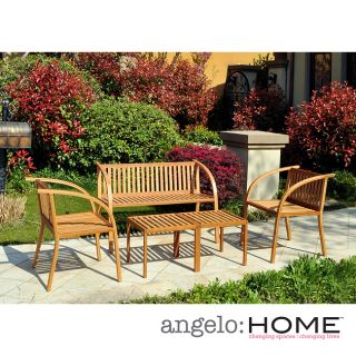 angeloHOME Vineyard Bamboo Garden 5 Piece Indoor/Outdoor Furniture
