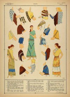 1922 Pochoir Assyrian Women Costume Sleeves Assyria   Orig