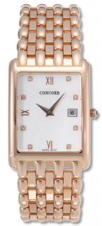 Concord Veneto Mens White Dial Rose Gold Watch