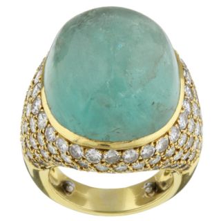 18k Gold Emerald and 4ct TDW Diamond Cocktail Ring (I, SI1