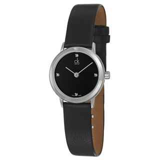 Calvin Klein Womens Minimal Stainless Steel and Leather Watch