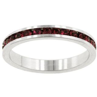Kate Bissett Silvertone Red Cubic Zirconia Stackable Eternity Band