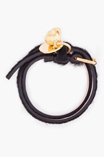 Alexander McQueen Black Double Wrap Calf hair Bracelet for men