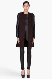 By Malene Birger Espresso Leather Trim Clarenzio Coat for women