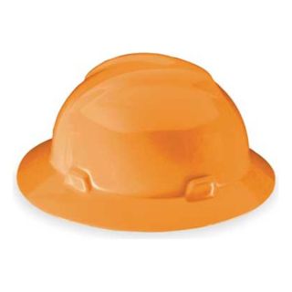 MSA 10021292 Hard Hat, FullBrim, Slotted, Hi Viz Orange