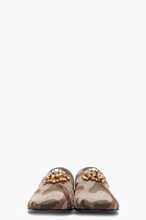 Giuseppe Zanotti Taupe Camo Jeweled Kevin 10 Loafers for men