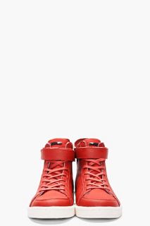 SLVR Red Cupsole High top Leather Sneakers for men