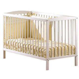 Lit bébé à barreaux en pin laqué blanc   Dimensions 60 x 120 cm