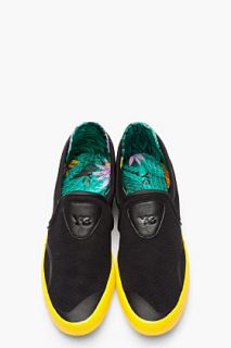 Y 3 Black And Yellow Slip On Wading Shoes for men