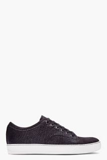 Lanvin Black Pebbled Patent And Suede Tennis Shoes for men