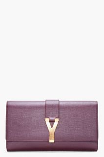 Yves Saint Laurent Large Dark Aubergine Chyc Clutch for women