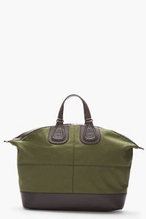 Givenchy Army Green Leather trimmed Nightingale Duffle Bag for men