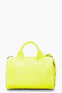 Alexander Wang Acid Green Dumbo Leather Rocco Studded Duffle Bag for women