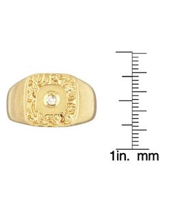 14k Yellow Gold Mens Diamond Nugget Ring