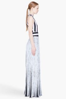 Kenzo White Pleated Marble Print Halter Dress for women