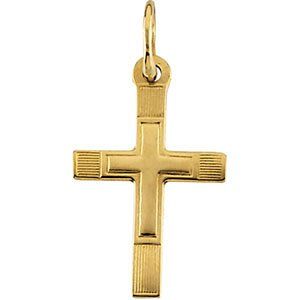 Childrens 14k Yellow Gold Cross in a Cross Engraved