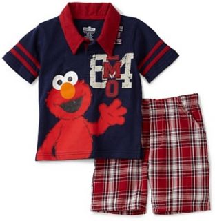Sesame Street Baby Boys Infant Elmo Woven Polo And Short