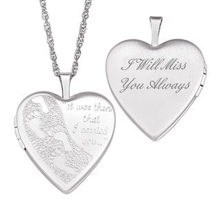 Sterling Silver I Will Miss You Always Footprints Locket Necklace