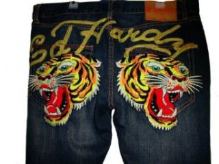 MENS ED HARDY MCQUEEN TIGER BOXING YELLOW SIGNATURE JEANS