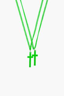 Dsquared2 Neon Green Cross Twin Necklace for men