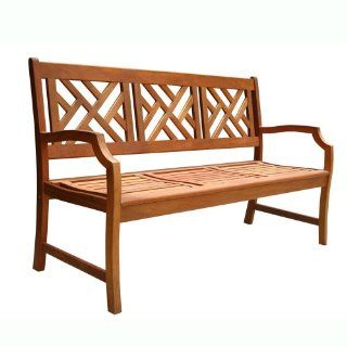 VIFAH V188 Outdoor Wood Bench, Natural Wood Finish, 23 by
