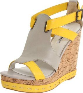  Charles David Womens Karel Wedge Sandal,Yellow/Grey,7 M US Shoes