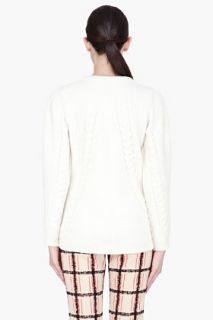 Chloe Off White Cableknit Crewneck Sweater for women