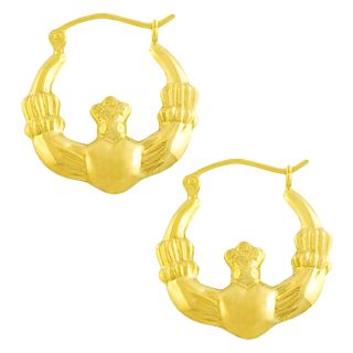 Yellow Gold Polished Claddagh Hoop Earrings Today $124.99