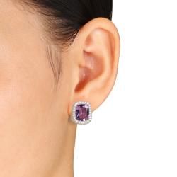 Miadora Sterling Silver Amethyst and Created White Sapphire Earrings