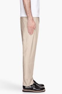 Balmain Beige Pleated Cotton Trousers for men