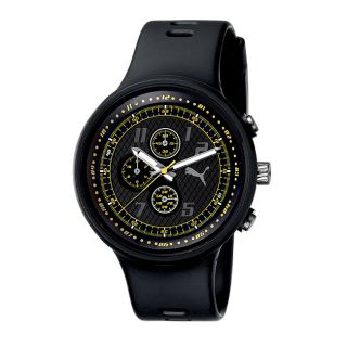 Puma Mens Slick Black and Yellow Chronograph Watch Compare $99.00