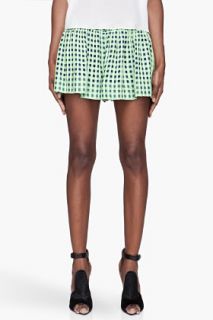 Thakoon Green And Navy Checked Full Shorts for women