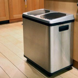 Stainless Steel Dual Compartment Recycle Bin Home