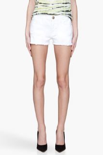 Current/Elliott White Distressed The Boyfriend Shorts for women