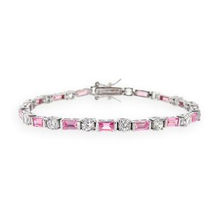 Icz Stonez Sterling Silver Pink & White CZ Bracelet Today $42.99 4.5