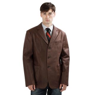 United Face Mens Vintage Brown Leather 3 button Blazer Jacket