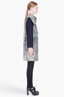 CARVEN Blue Patterned Jacquard Coat for women