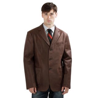 United Face Mens Vintage Brown Leather 3 button Blazer Jacket Today