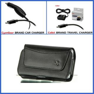 Premium HTC Surround Leather Case with Car Charger and Travel Charger