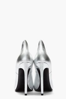 Saint Laurent Silver Heel Tab Paris Pumps for women