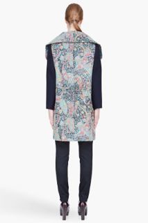 CARVEN Blue Patterned Jacquard Coat for women