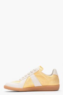 Maison Martin Margiela Gold And Beige Hand finished Sneakers for women